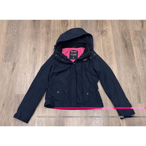 Hollister Womens All-Weather Hooded Jacket Medium Navy Blue Y2K - Picture 1 of 9